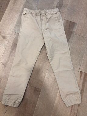 GAP Kids Beige Jogger Pants Size 12 Elastic Waist Drawstring Tapered EUC